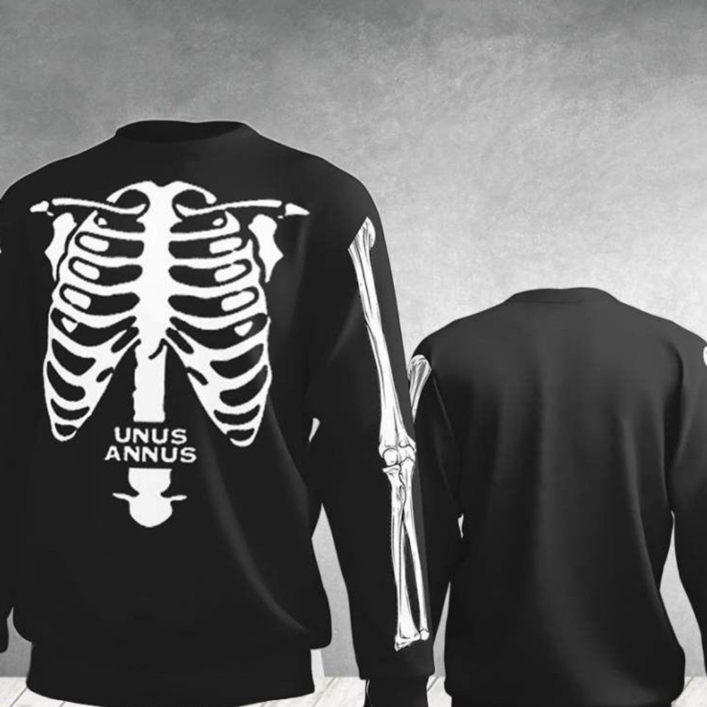 Authentic Rare YouTube Unus Annus Skeleton Black Crewneck Sweatshirt Size Small